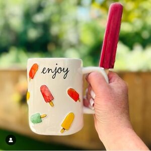 Rae Dunn Popsicle Mug - White with Multicolor Accents